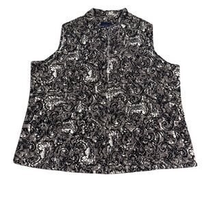 Basic‎ Editions Woman’s Vest Size XL Zip Up Black and White